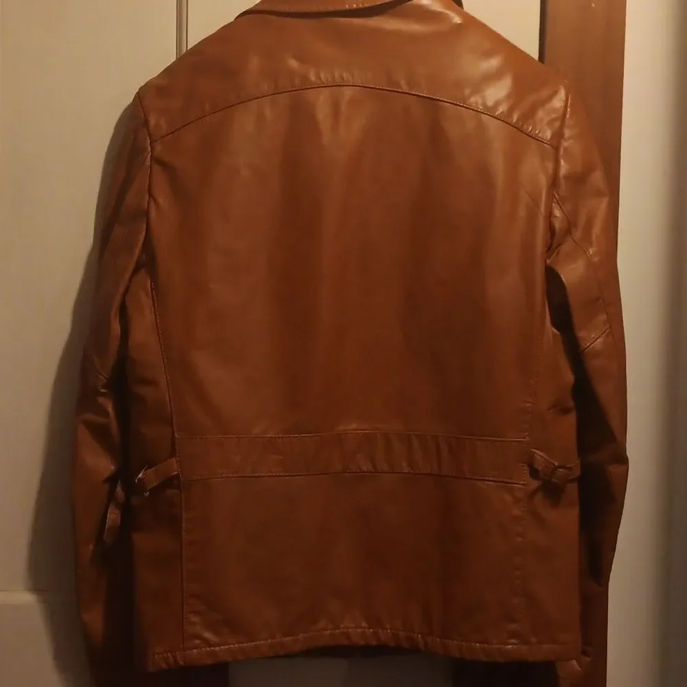 🤠The Leather Shop The Mens Store Lined Leather Coat Size 40 Tall